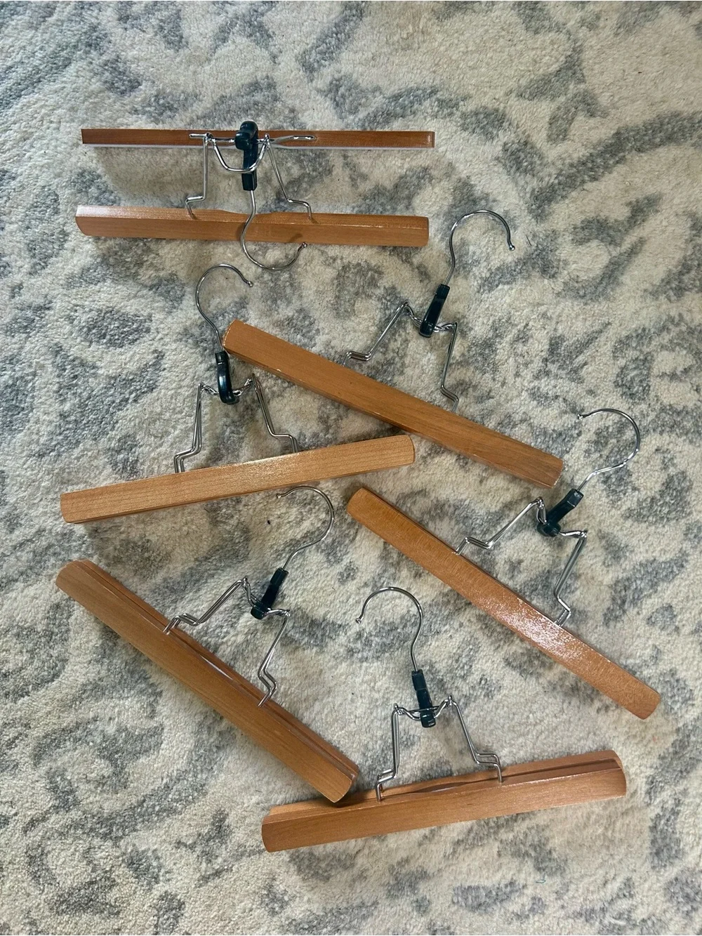 Vintage Inspired Wooden Pants Hangers Lot of 6 | Clamp Skirt Hangers